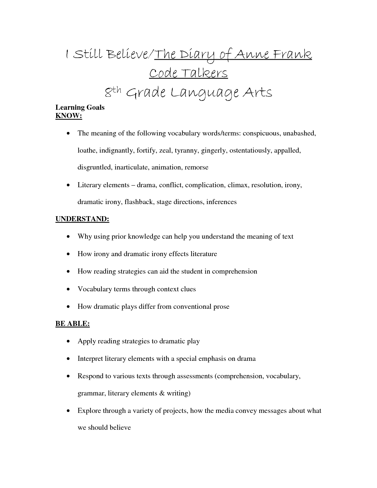 Printable 8th Grade Reading Comprehension Worksheets Image