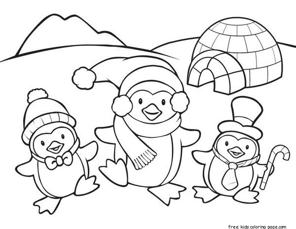 Printable Animal Coloring Pages Penguins Image