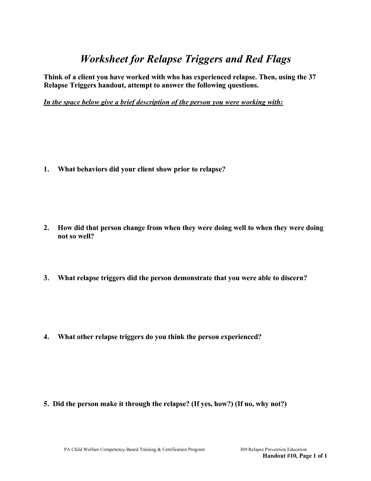 19 Relapse Prevention Plan Worksheet Printable / worksheeto.com