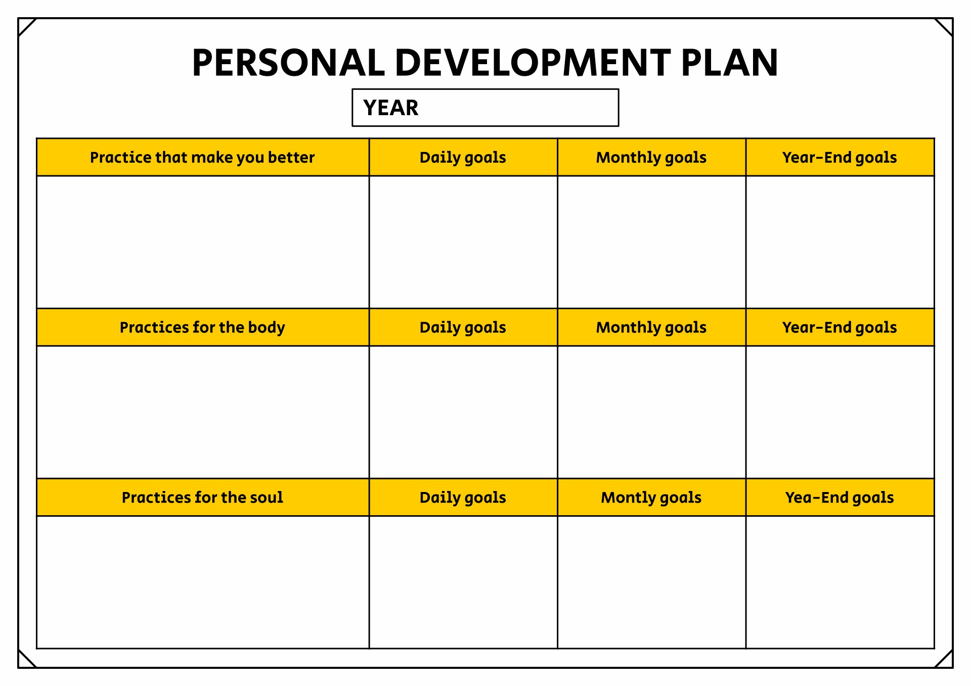 Sample Personal Development Plan Template