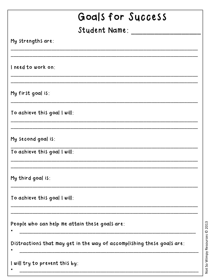 Student-Led Conference Goal Sheet Image