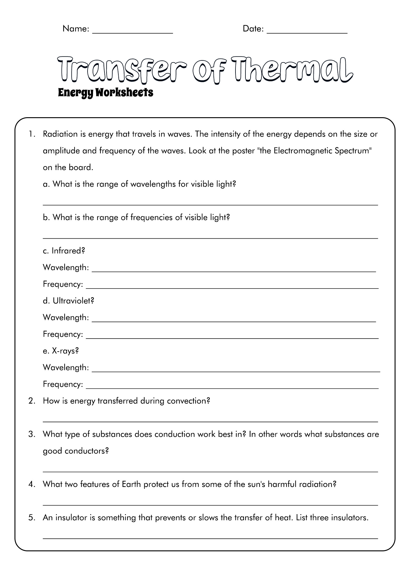 heat transfer live worksheet