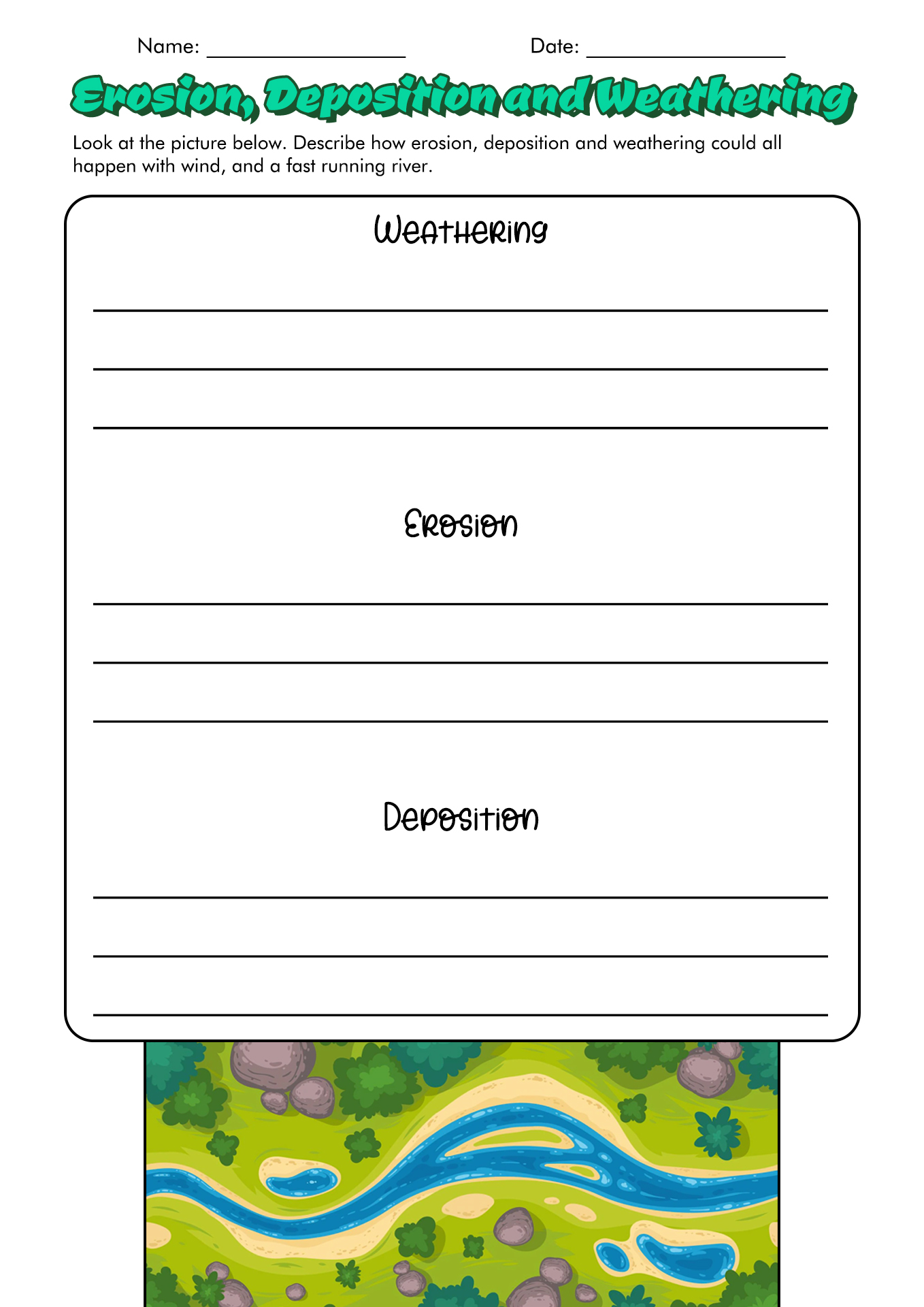 Weathering and Erosion Worksheets Science