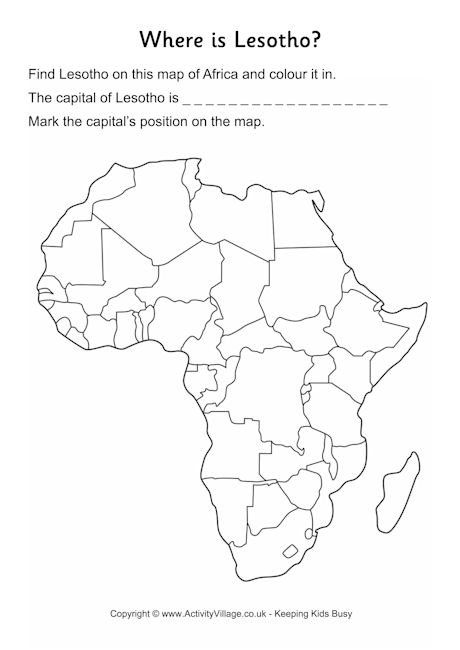Africa Countrys Map Worksheet Image
