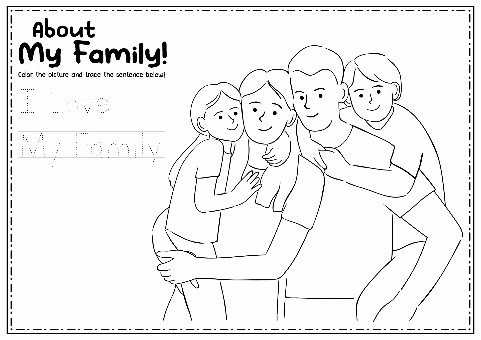 All About Me and My Family Coloring Pages Image