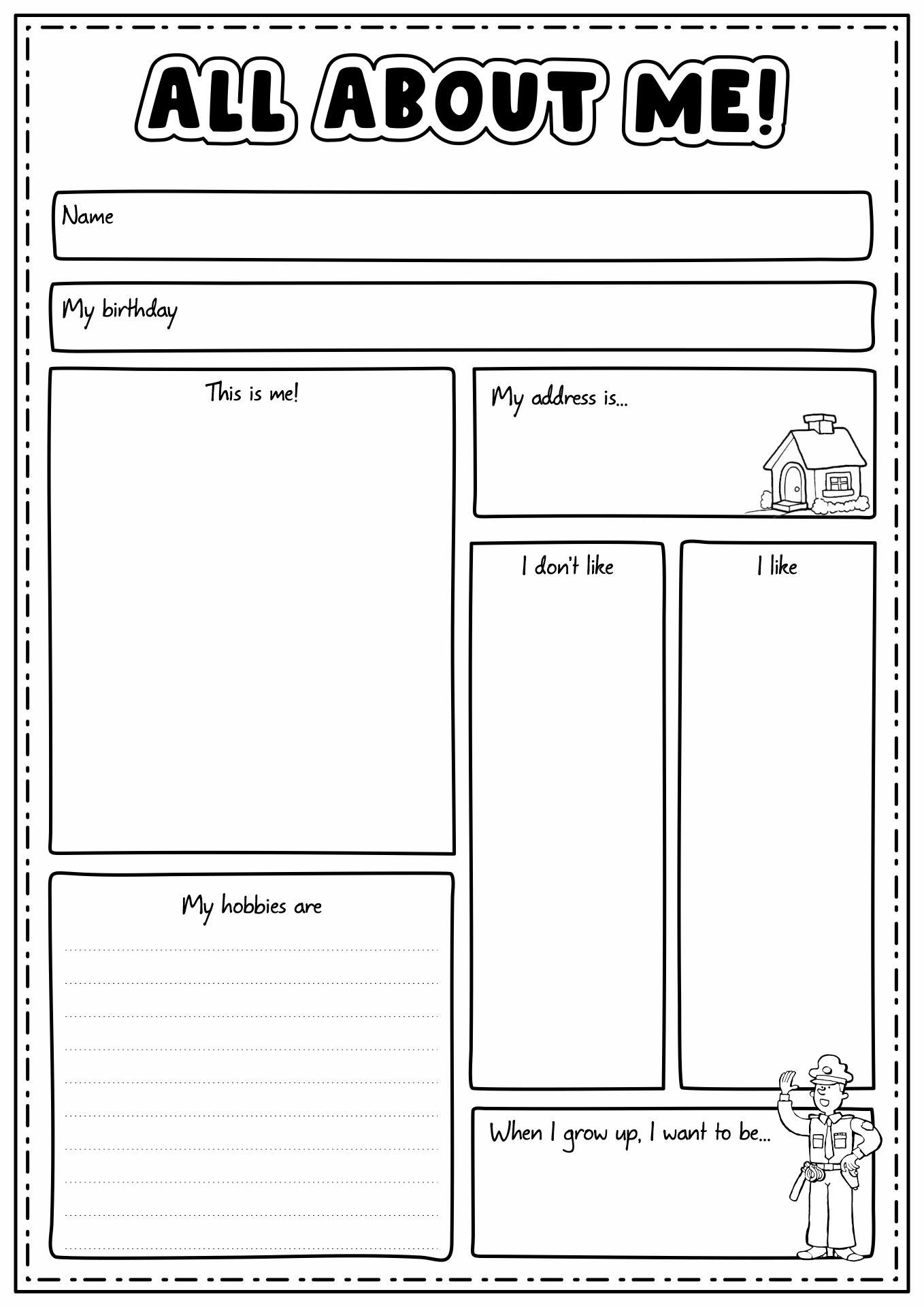All About Me Printable Kids Activities Image