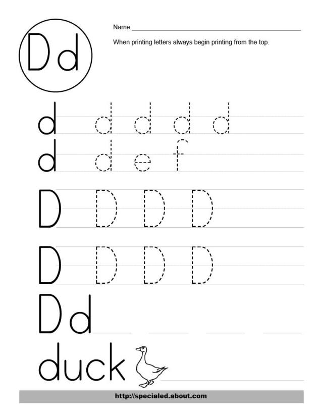 Alphabet Letter D Worksheet Image