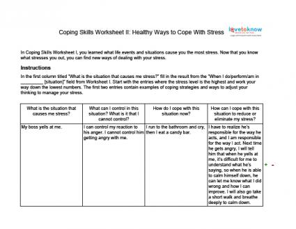 Coping with Stress Worksheets Printable Image
