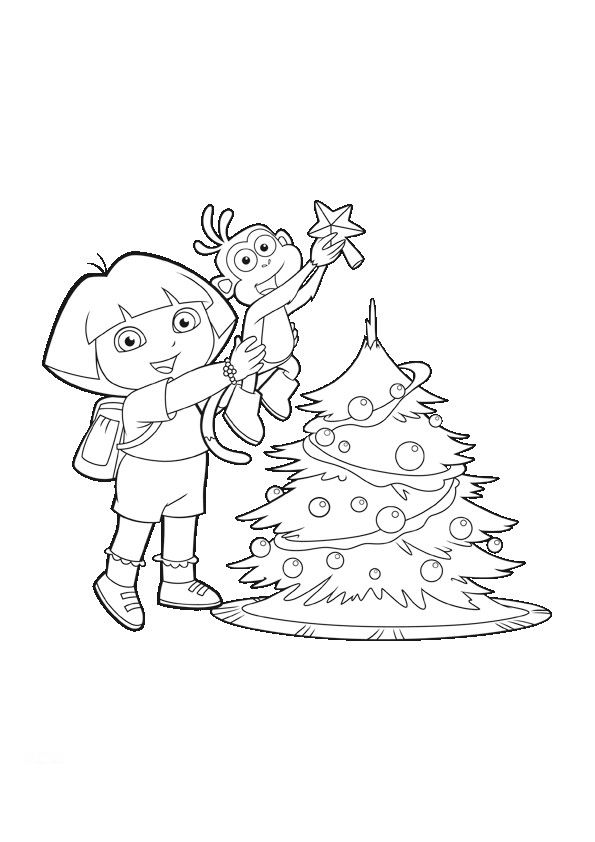 Dora Christmas Coloring Pages Image