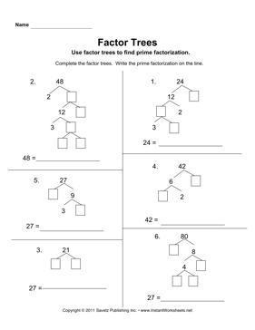 14 Best Images of Factor Tree Worksheets And Answers - Greatest Common ...