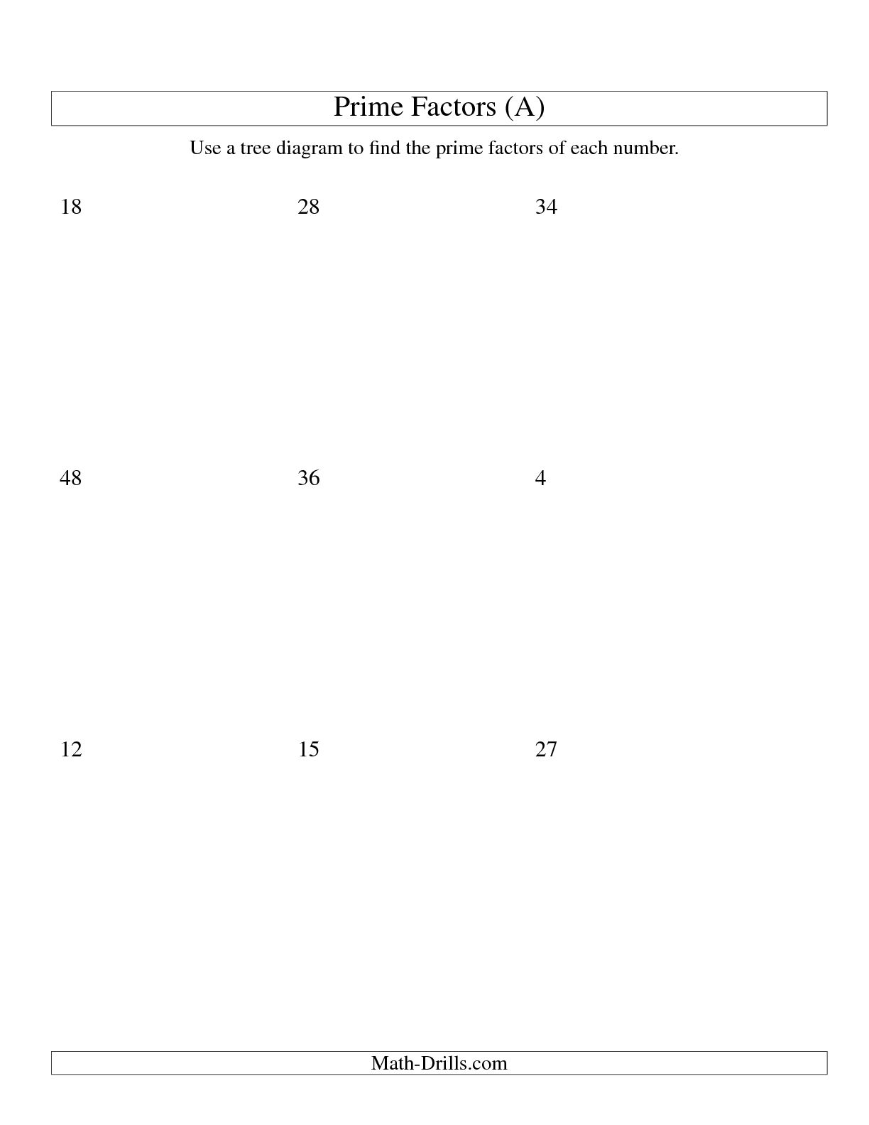 Factor Tree Worksheets Grade 4