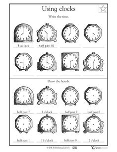 First Grade Math Worksheets Time
