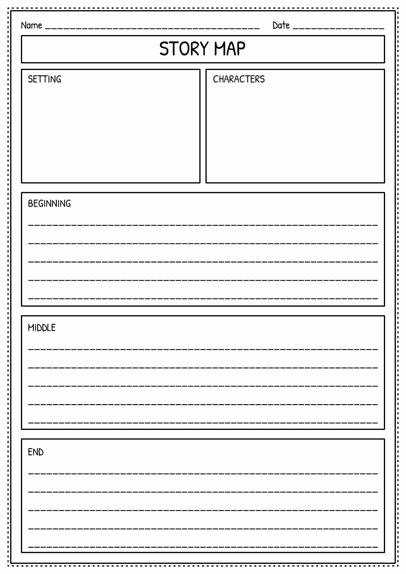 First Grade Story Map Worksheet