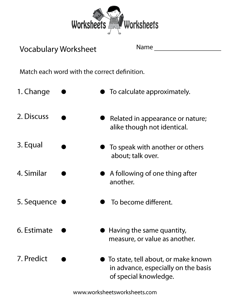 Free Printable Vocabulary Building Worksheets Image