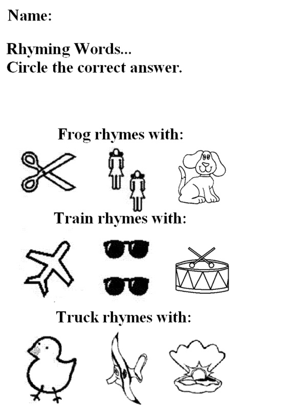 Free Rhyming Words Kindergarten Worksheet Image
