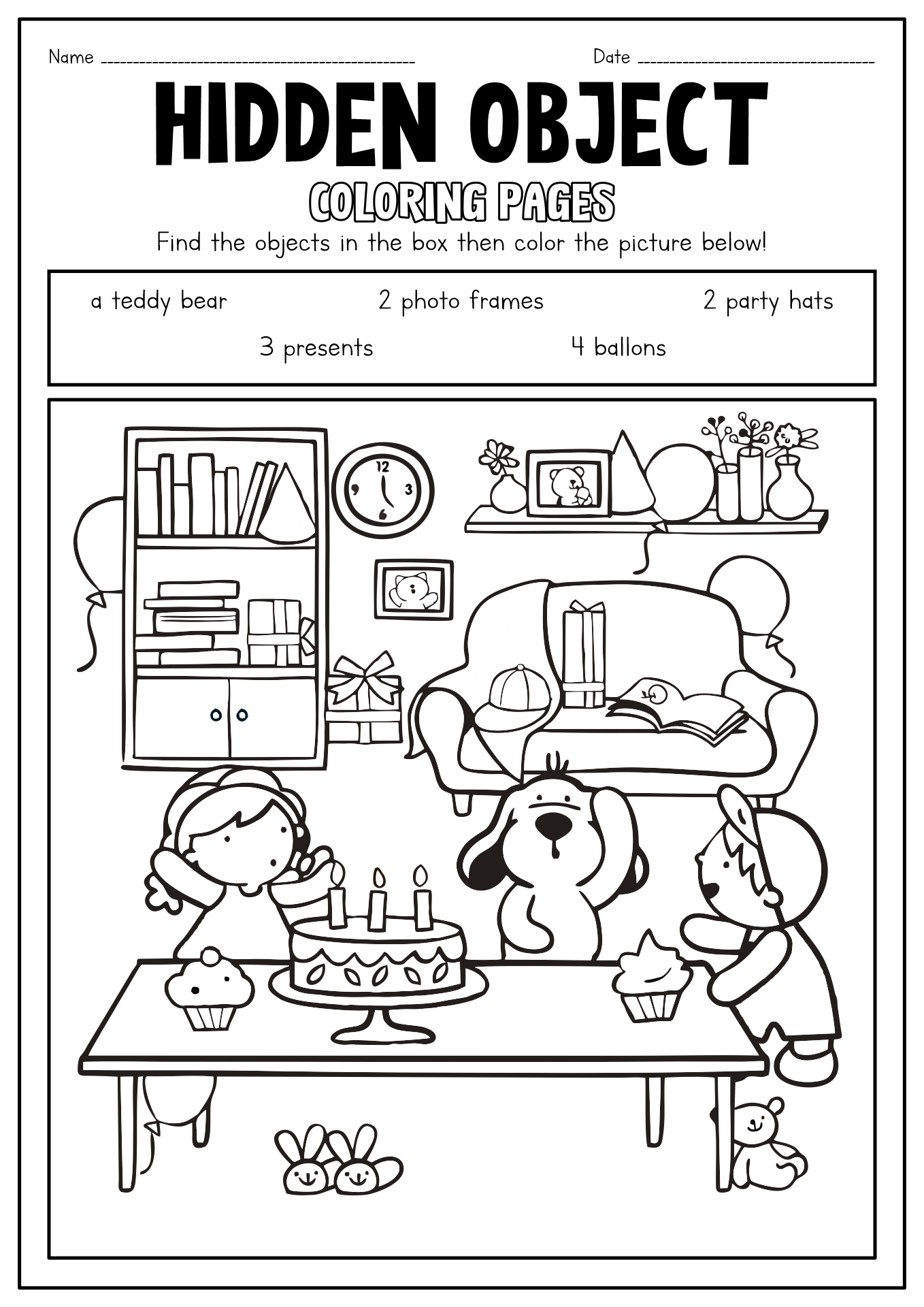 Hidden Object Coloring Pages Image