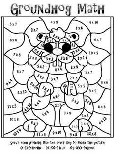 Math Multiplication Coloring Worksheets 4th Grade Image