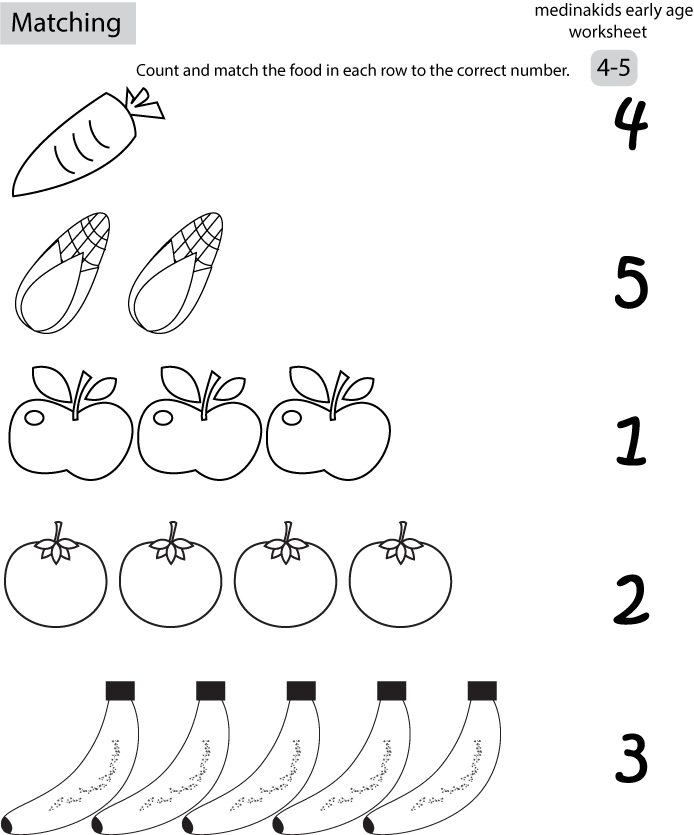 Preschool Matching Numbers Worksheet Image