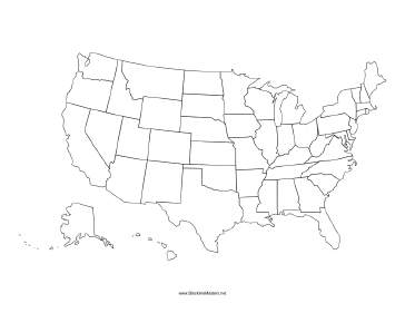 Printable Blackline United States Maps Image