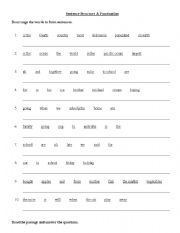 Basic Sentence Structure Worksheets