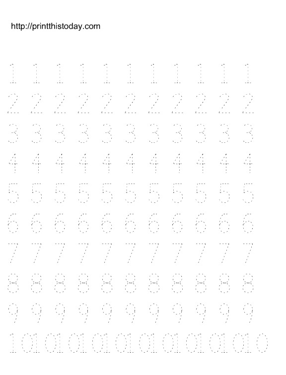 Printable Tracing Numbers 1 10 Image