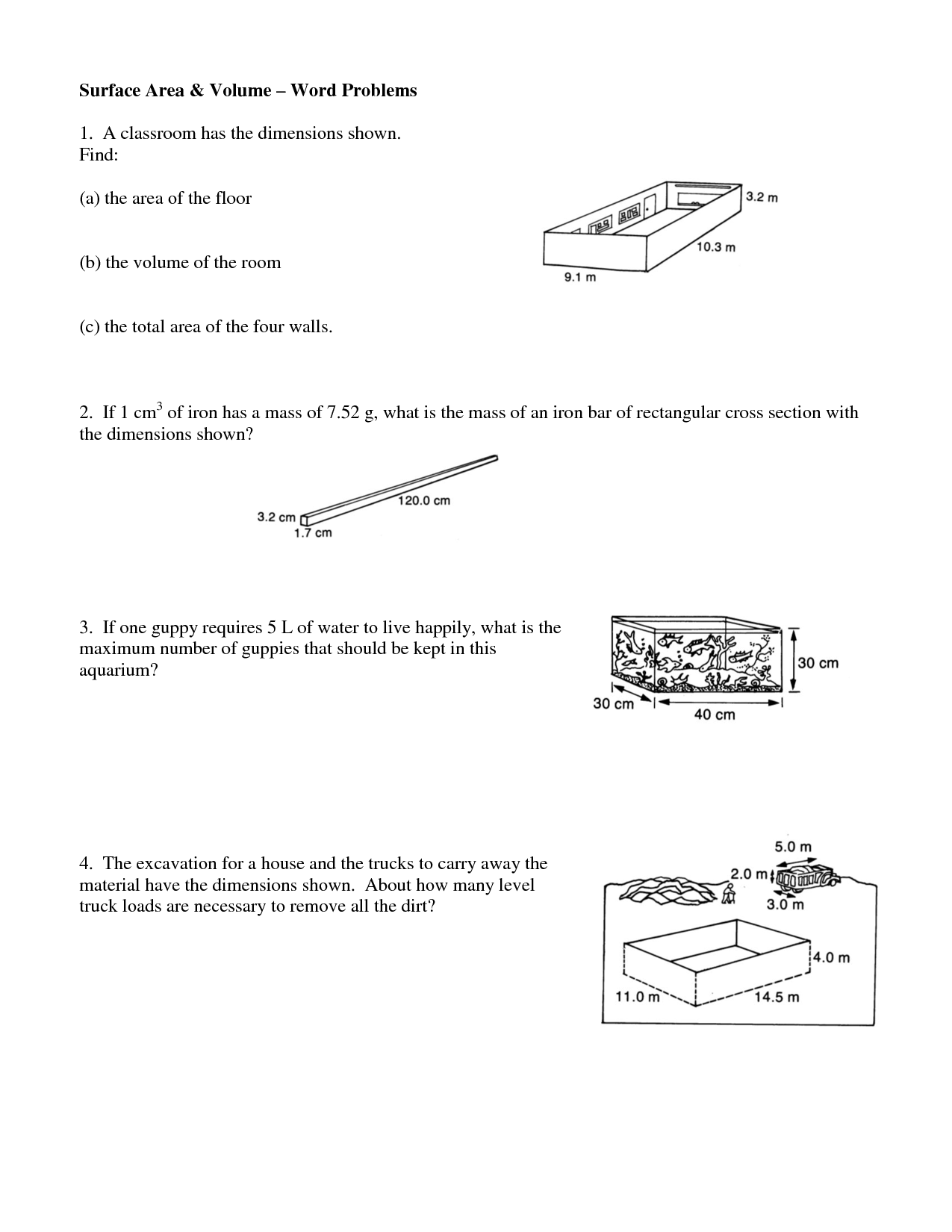 Surface Area And Volume Word Problems Worksheets With Answers Pdf Grade 7