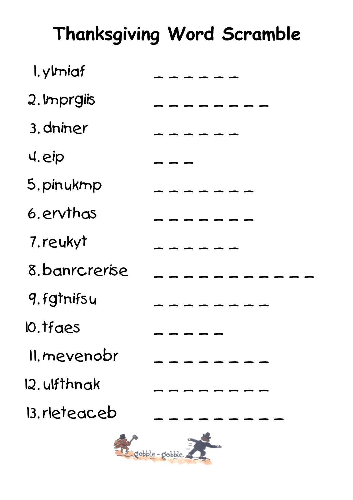 Free Printable Hard Thanksgiving Word Search