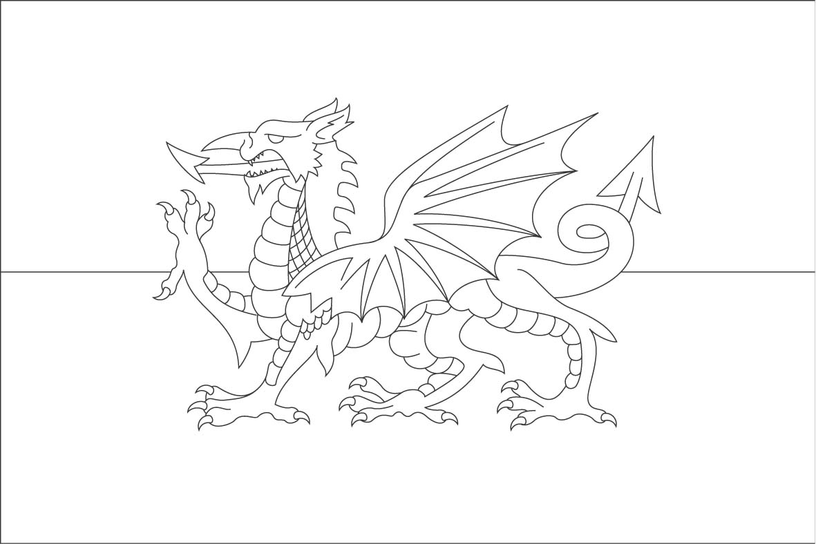 Welsh Flag Colouring Page Image