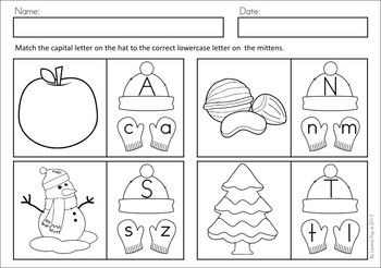 Winter Letter Matching Worksheet Image