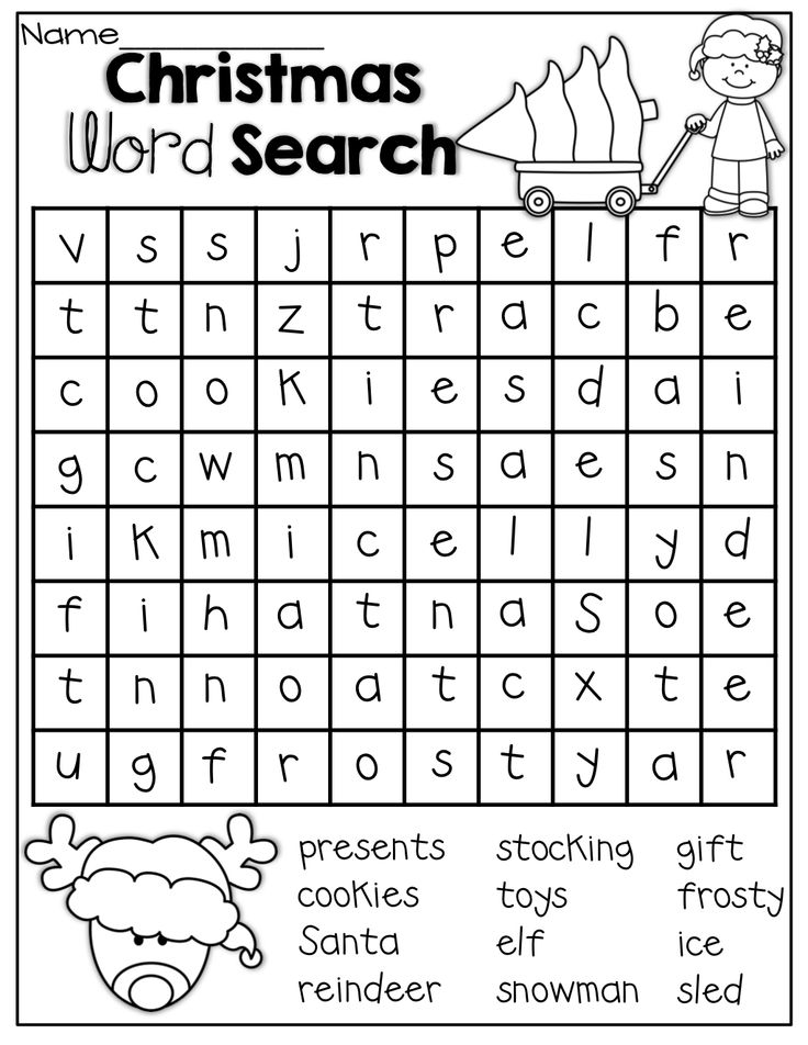 1st Grade Christmas Word Search Image