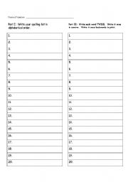 3 Times Each Spelling Words Blank Worksheets Image