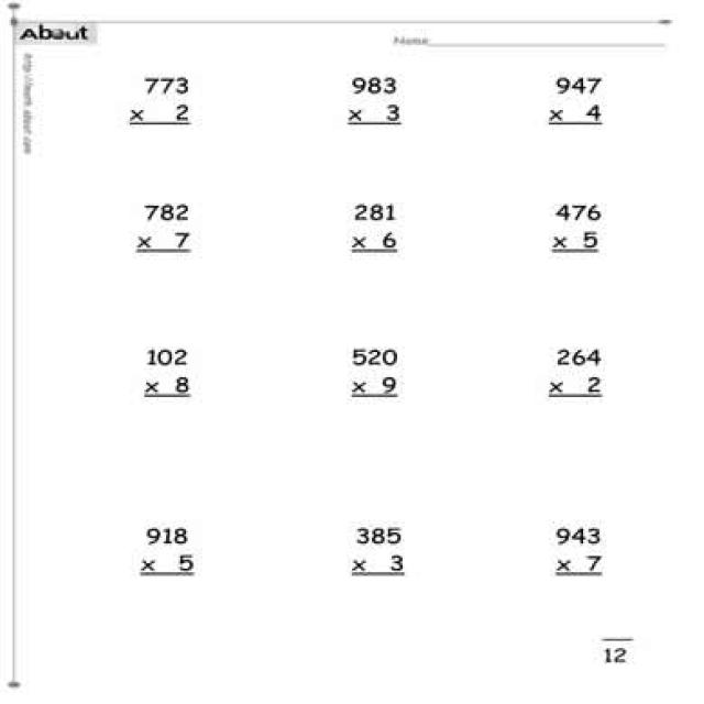 3 X 1 Digit Multiplication Worksheets Image