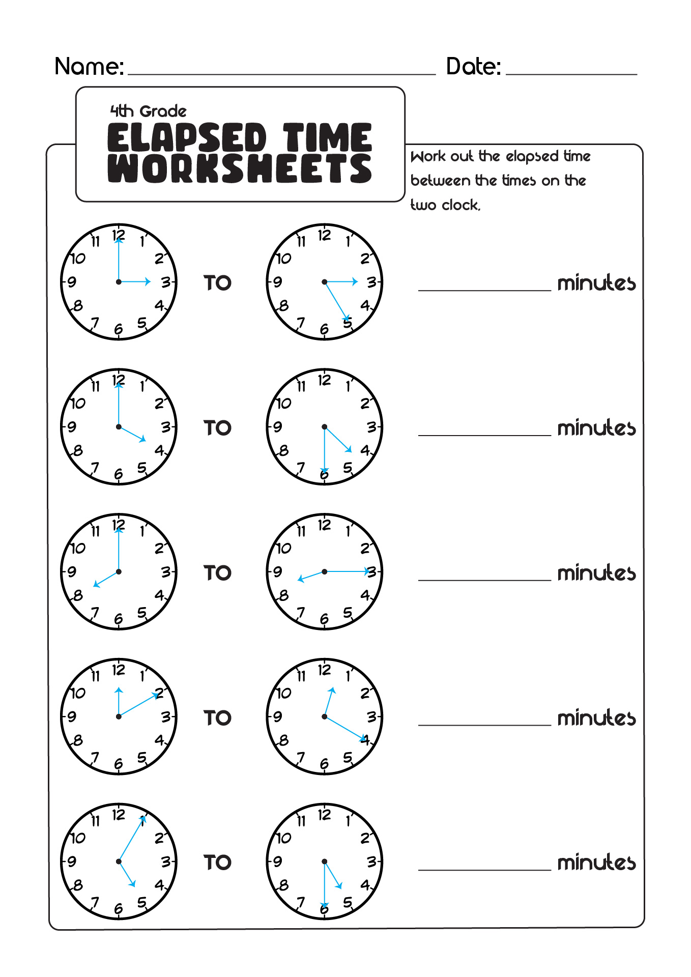 4th Grade Elapsed Time Worksheets
