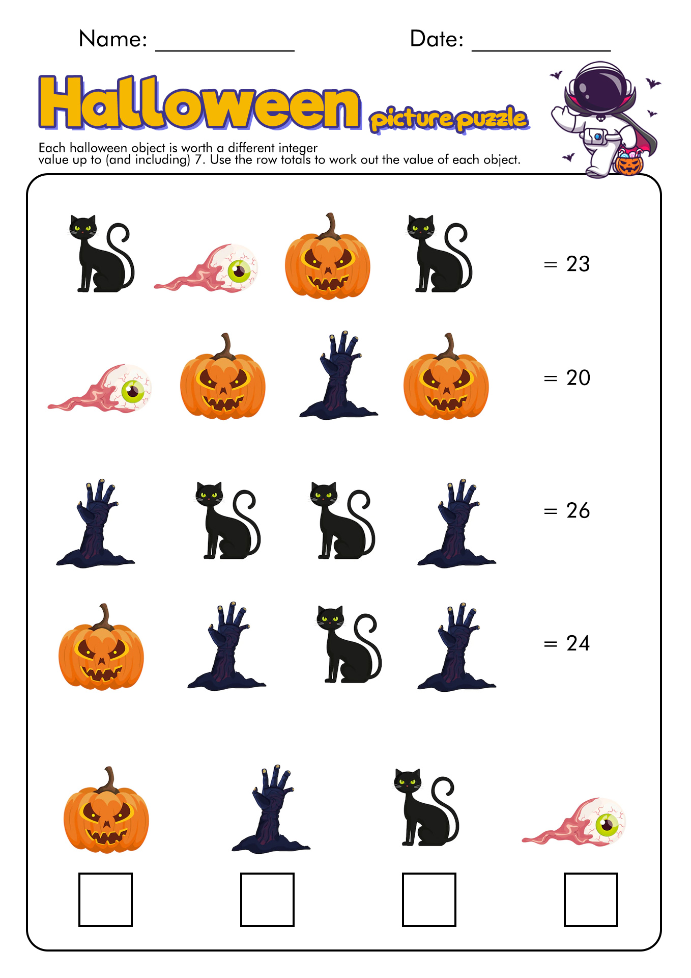 5th Grade Halloween Math Worksheets Image