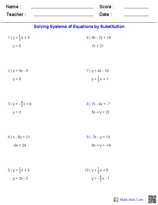 7th Grade Math Algebra Equations Worksheets Image