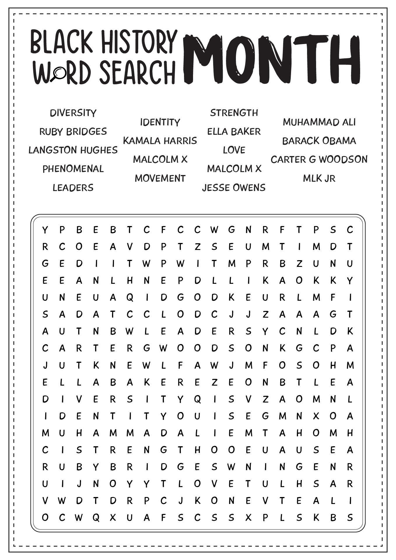 Black History Month Word Searches