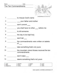 Catholic Ten Commandments Worksheets Image