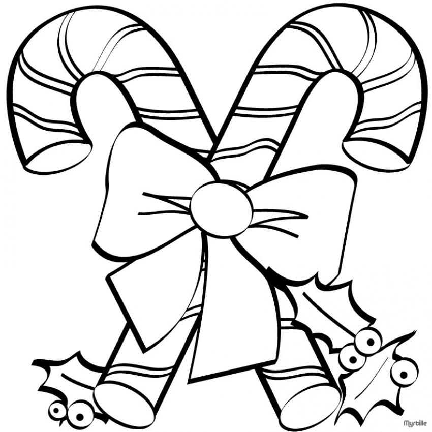 Christmas Candy Cane Coloring Page Image
