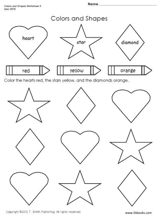Color Shapes Worksheet Kindergarten