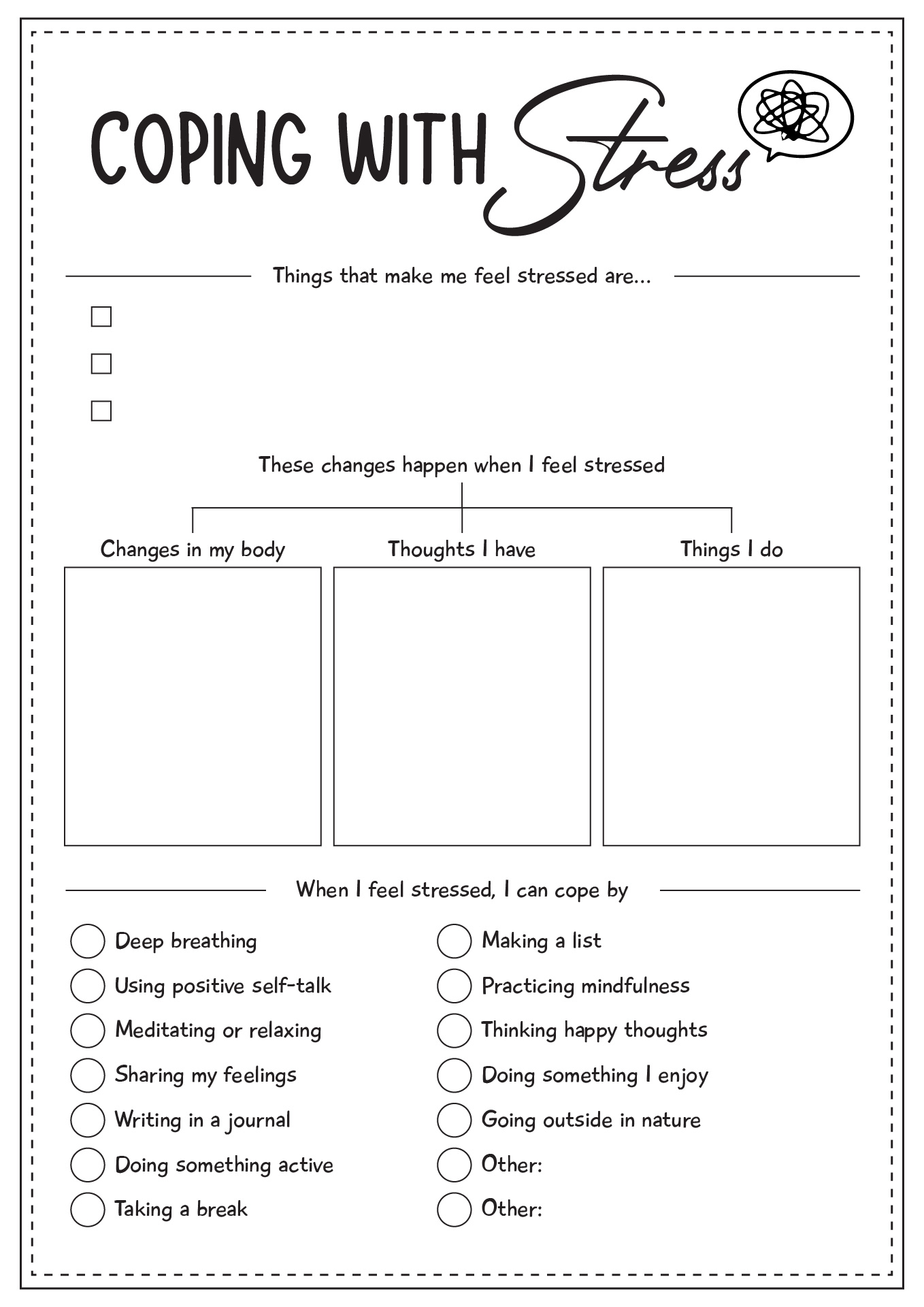 Coping with Stress Worksheets
