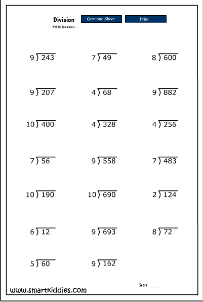 Easy Division with Remainders Worksheets Image
