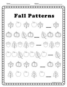 Fall Pattern Worksheets for Kindergarten Image
