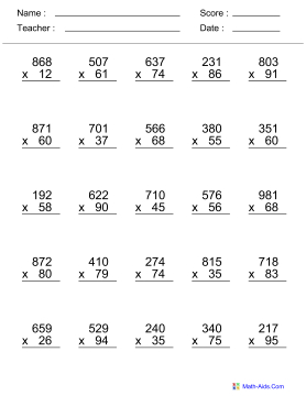Grade Math Worksheets Multiplication Image