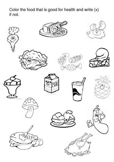 Healthy Food Worksheet Color