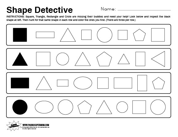 Kindergarten Math Shapes Worksheets