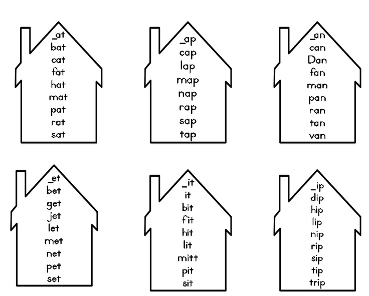 Kindergarten Word Family Houses Image