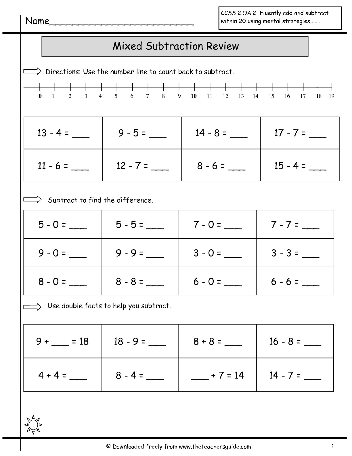 Mixed Addition and Subtraction Worksheets Image