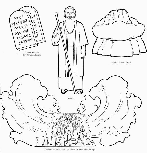 Moses and the Ten Commandments Coloring Page Image