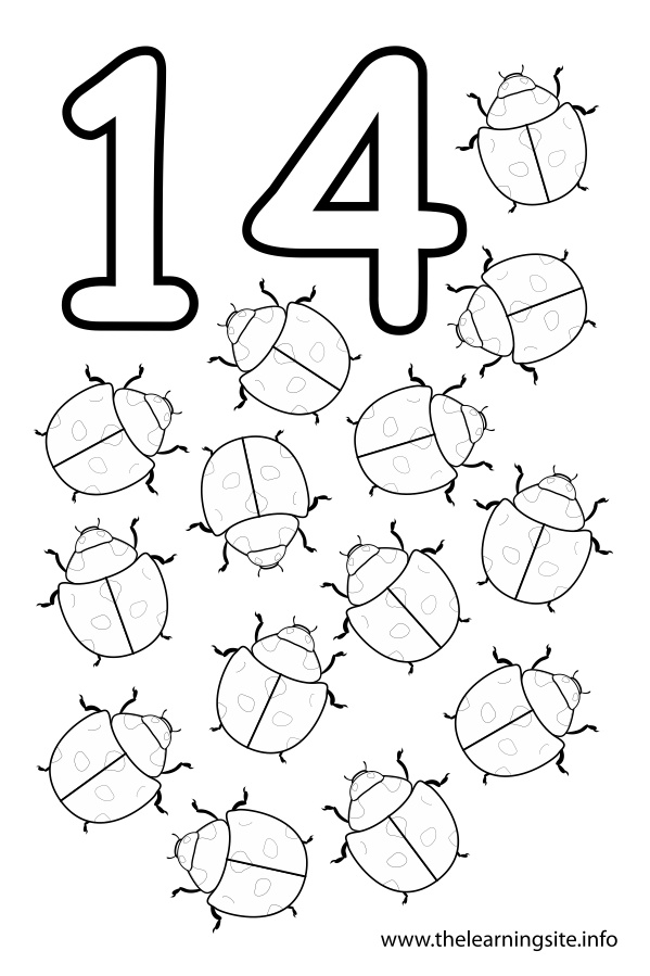 Number 14 Coloring Page Image