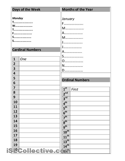 Printable Spelling Test Worksheet Image